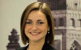 The young lady Sophie Gotte is smiling for a portrait picture